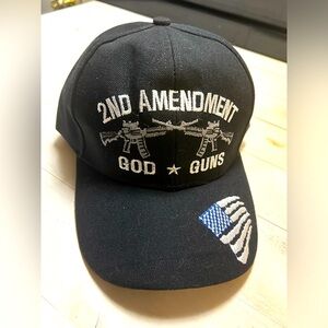 2nd Amendment GOD GUNS Black Hat Baseball Cap AR-15 NWT